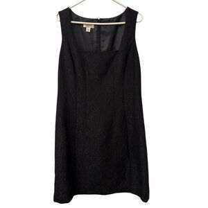 Talbots Womens Black Jacquard‎ Dress Size 14 Square Neck LBD Event Holiday Party